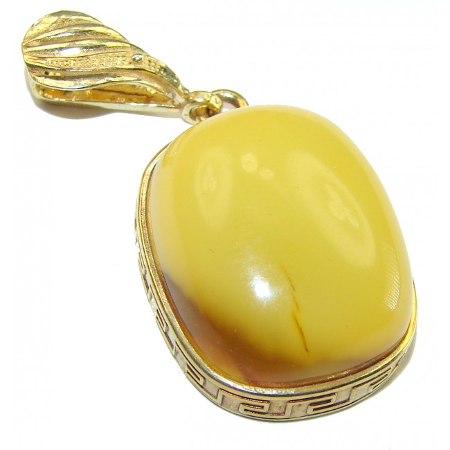 Butterscotch Baltic Amber 14K Gold over .925 Sterling Silver handmade Pendant