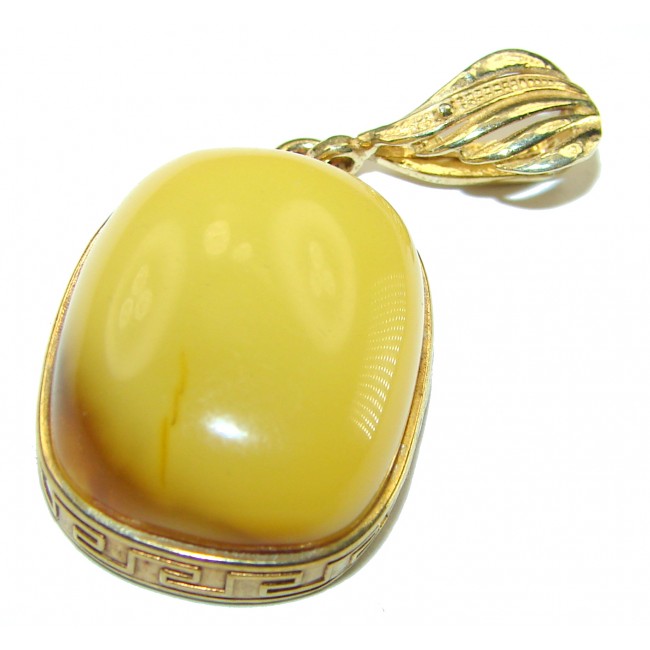 Butterscotch Baltic Amber 14K Gold over .925 Sterling Silver handmade Pendant