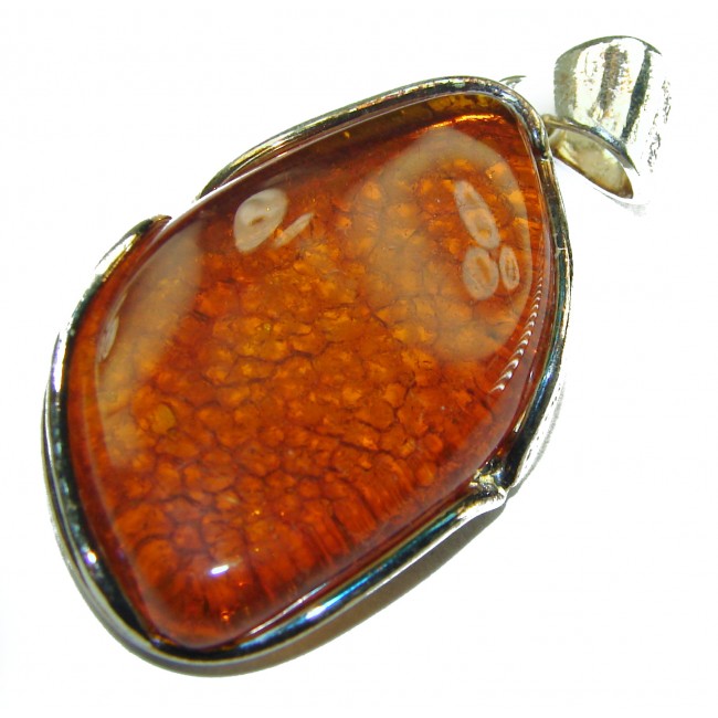 Vintage Beauty authentic Baltic Amber .925 Sterling Silver handcrafted pendant