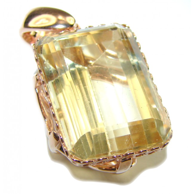 Authentic Golden Lemon Quartz 18K Gold over .925 Sterling Silver handmade Pendant