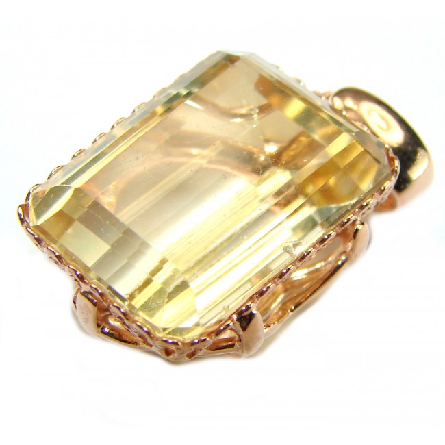 Authentic Golden Lemon Quartz 18K Gold over .925 Sterling Silver handmade Pendant