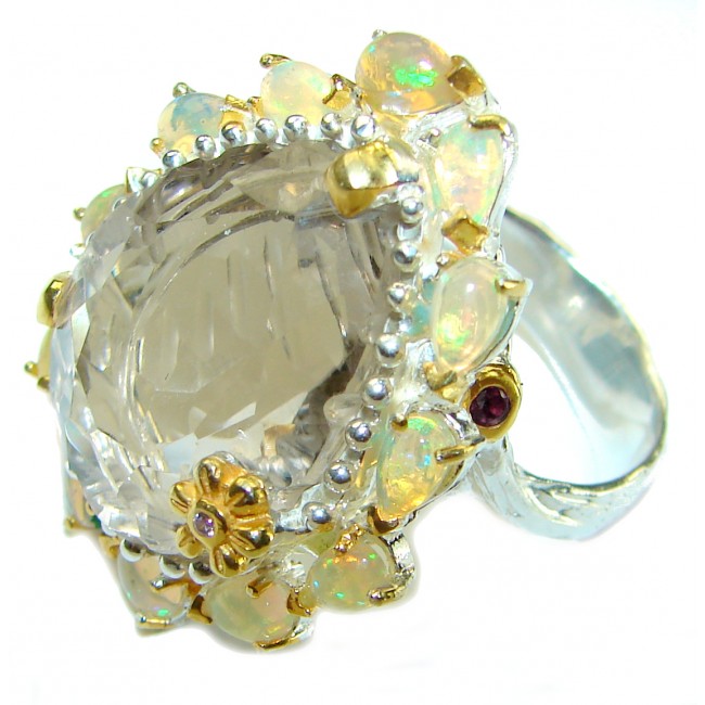 Emily Champagne Topaz Ethiopian Opal .925 Sterling Silver Ring size 8 3/4