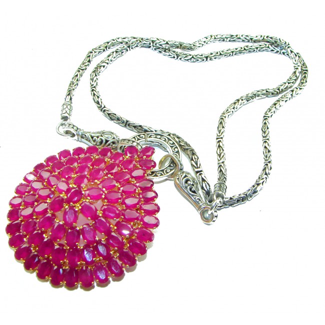 Outstanding Ruby .925 Sterling Silver handcrafted Statement necklace