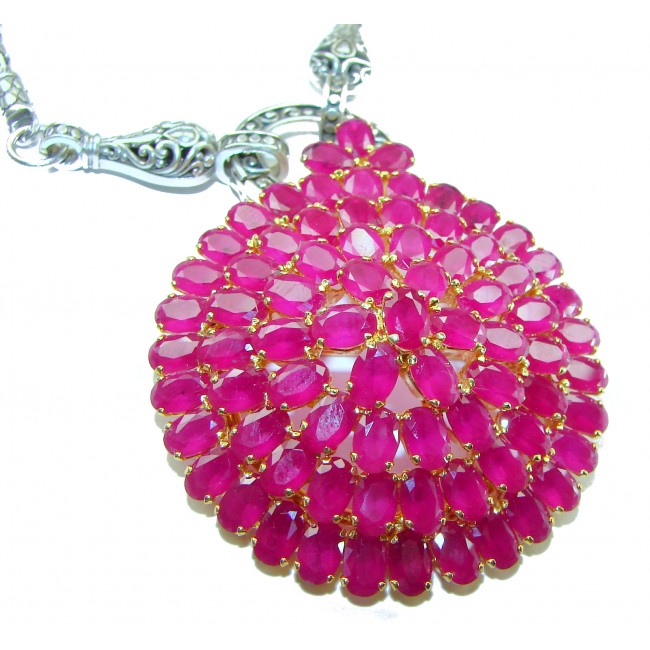 Outstanding Ruby .925 Sterling Silver handcrafted Statement necklace