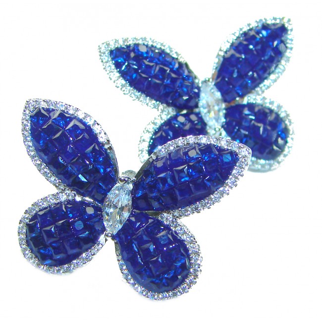 Magnificent Jewel Sapphire Butterflies .925 Sterling Silver handcrafted incredible earrings