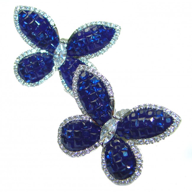 Magnificent Jewel Sapphire Butterflies .925 Sterling Silver handcrafted incredible earrings