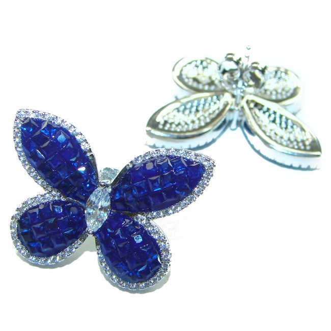 Magnificent Jewel Sapphire Butterflies .925 Sterling Silver handcrafted incredible earrings