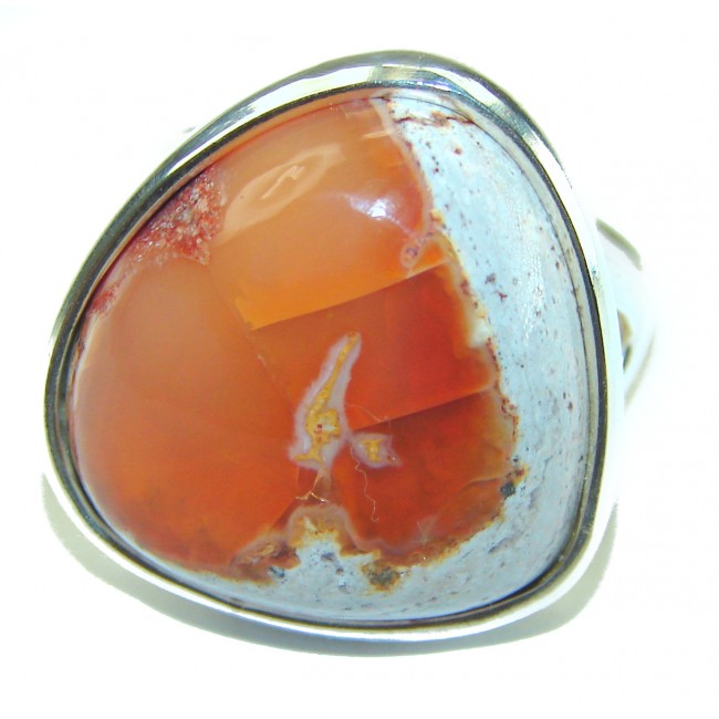 Bonfire Night best quality Mexican Opal .925 Sterling Silver handmade ring 8