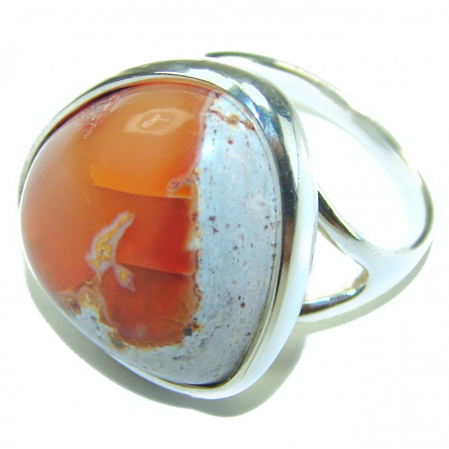 Bonfire Night best quality Mexican Opal .925 Sterling Silver handmade ring 8