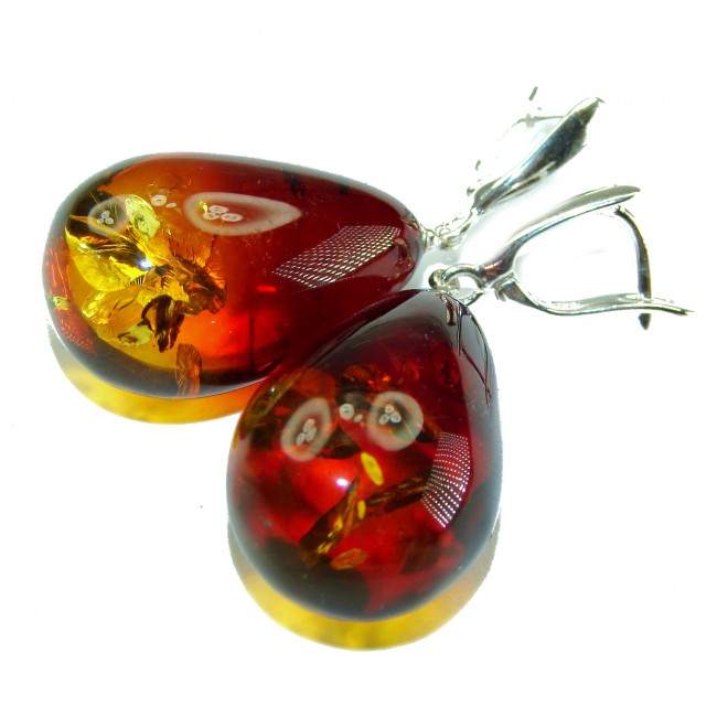 Golden Honey Drops authentic Baltic Amber .925 Sterling Silver earrings