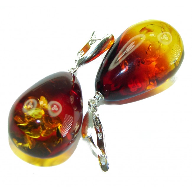 Golden Honey Drops authentic Baltic Amber .925 Sterling Silver earrings