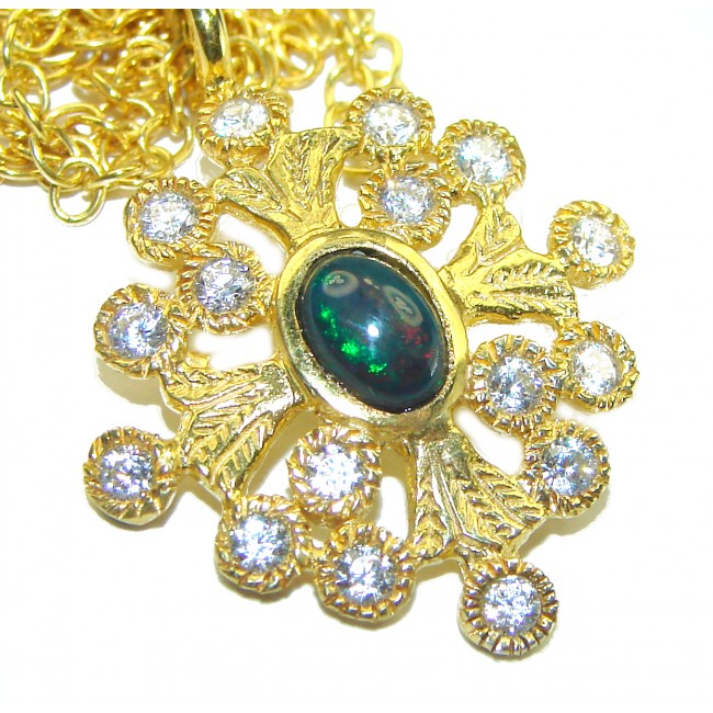 One of the kind Black Opal 14K Gold over .925 Sterling Silver handmade necklace