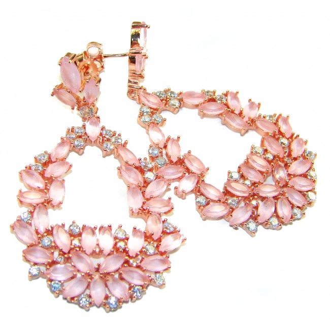 Juicy Authentic Rose Quartz 14K rose Gold over .925 Sterling Silver handcrafted earrings