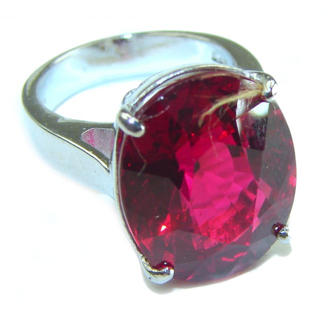 Red Brilliance 10.5 carat Ruby .925 Silver handcrafted Large Cocktail Ring s. 5 1/2