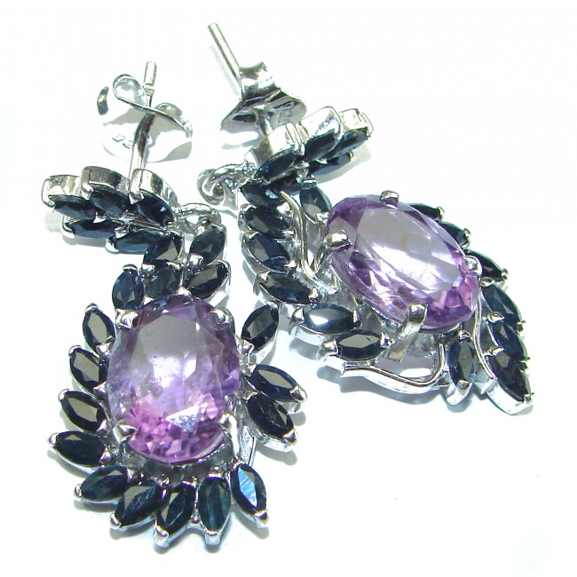 Natural Amethyst Sapphire .925 Sterling Silver handcrafted Pendant