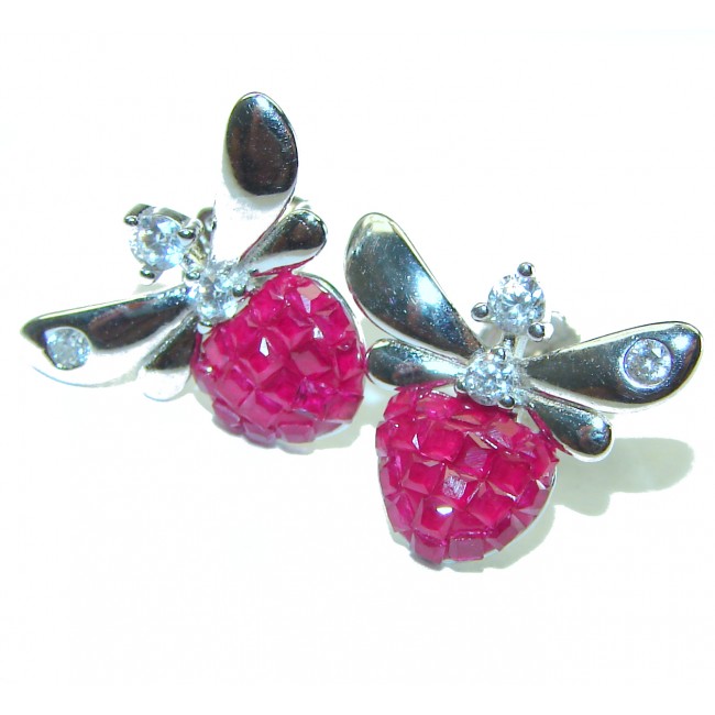 Real Beauty Ruby Bees .925 Sterling Silver handcrafted earrings