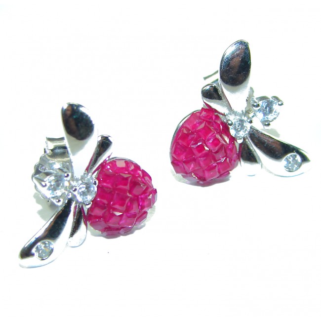 Real Beauty Ruby Bees .925 Sterling Silver handcrafted earrings