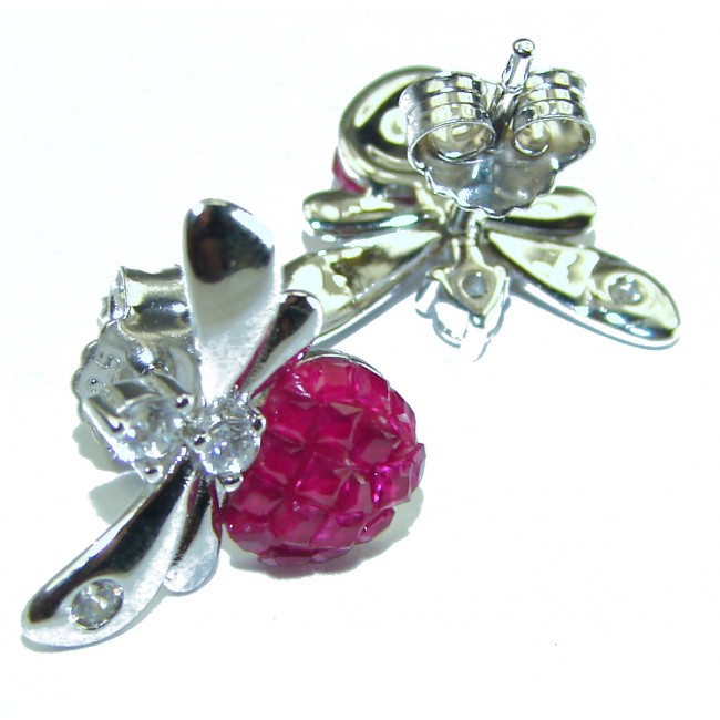 Real Beauty Ruby Bees .925 Sterling Silver handcrafted earrings