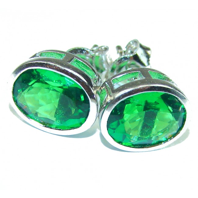 Superior quality 5.5 carat Fresh Green Helenite .925 Sterling Silver earrings