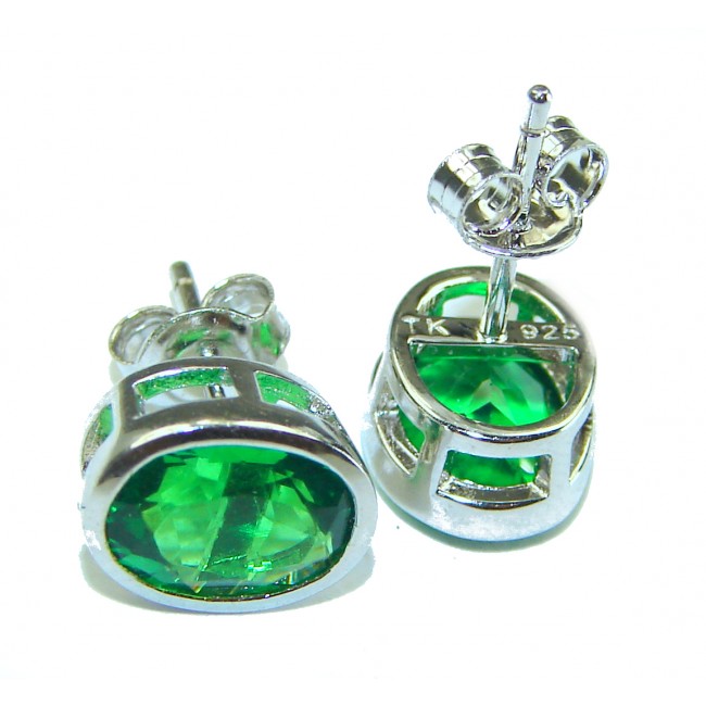 Superior quality 5.5 carat Fresh Green Helenite .925 Sterling Silver earrings