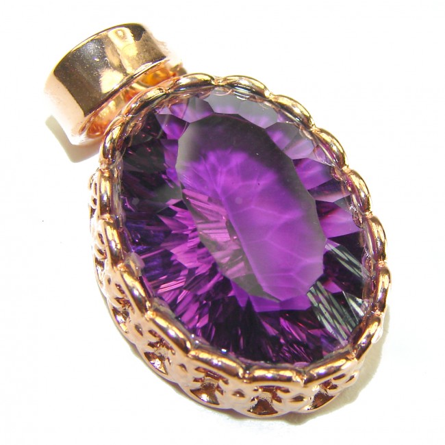 Vintage Design Amethyst 14K Rose Gold over .925 Sterling Silver handcrafted Pendant