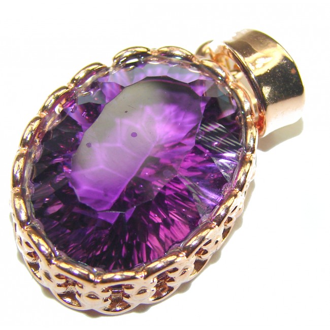 Vintage Design Amethyst 14K Rose Gold over .925 Sterling Silver handcrafted Pendant