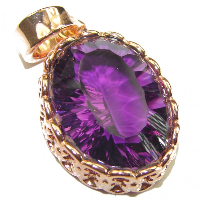 Vintage Design Amethyst 14K Rose Gold over .925 Sterling Silver handcrafted Pendant