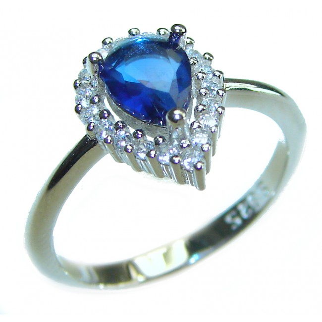 Sapphire .925 Sterling Silver handmade Cocktail Ring s. 5 1/2