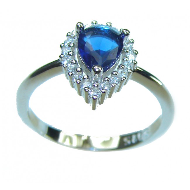 Sapphire .925 Sterling Silver handmade Cocktail Ring s. 5 1/2