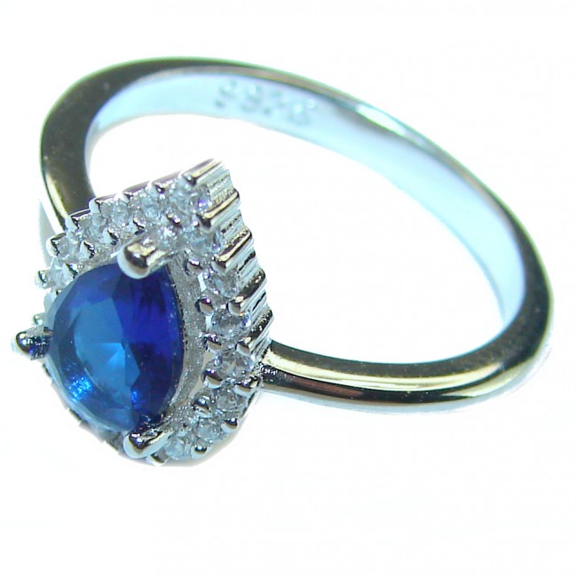 Sapphire .925 Sterling Silver handmade Cocktail Ring s. 5 1/2