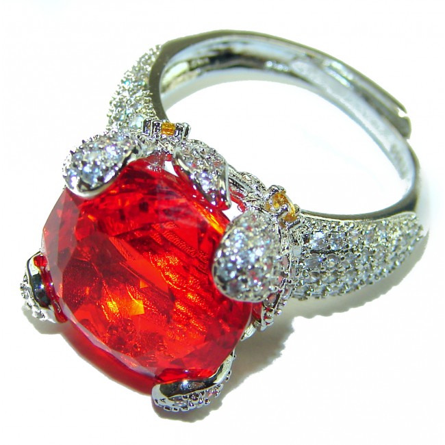 Red Passion incredible Deep Red Topaz .925 Sterling Silver handmade Ring s. 7 1/2