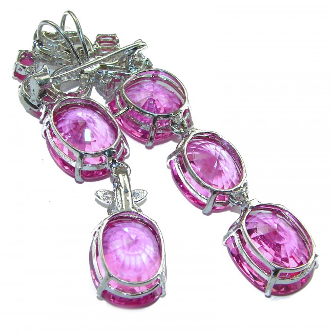 Luxurios Vintage style Pink Sapphire .925 Sterling Silver handmade LARGE Pendant - Brooch