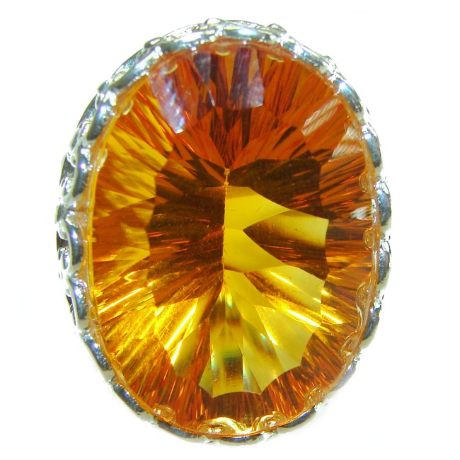 Hawaiian Sunset 32.5 carat Yellow Topaz .925 Sterling Silver Ring size 8 adjustable