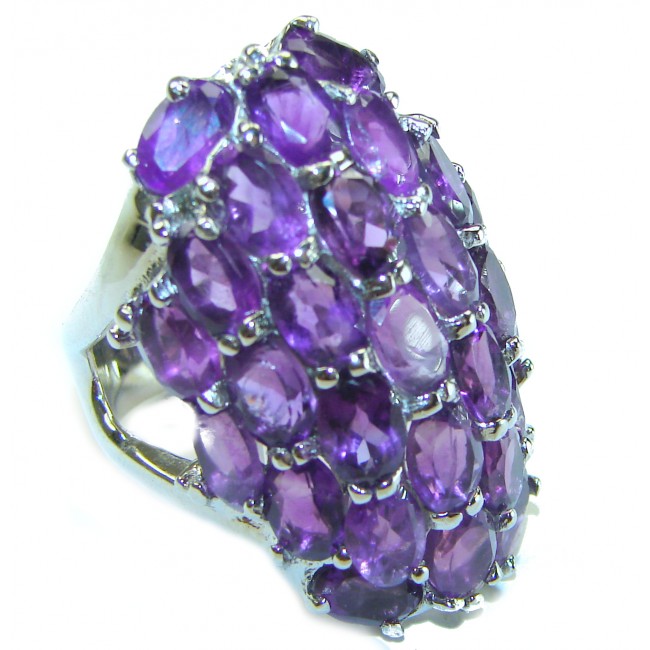 Dramatic design Amethyst .925 Sterling Silver Handcrafted Ring size 6 3/4