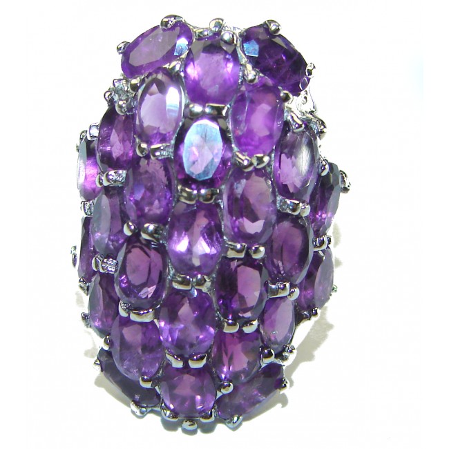 Dramatic design Amethyst .925 Sterling Silver Handcrafted Ring size 6 3/4