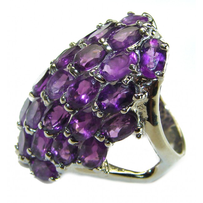 Dramatic design Amethyst .925 Sterling Silver Handcrafted Ring size 6 3/4