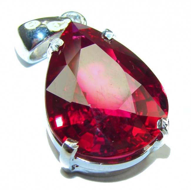 Luxurious Style Red Topaz .925 Sterling Silver handmade Pendant