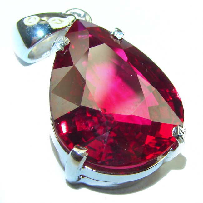 Luxurious Style Red Topaz .925 Sterling Silver handmade Pendant