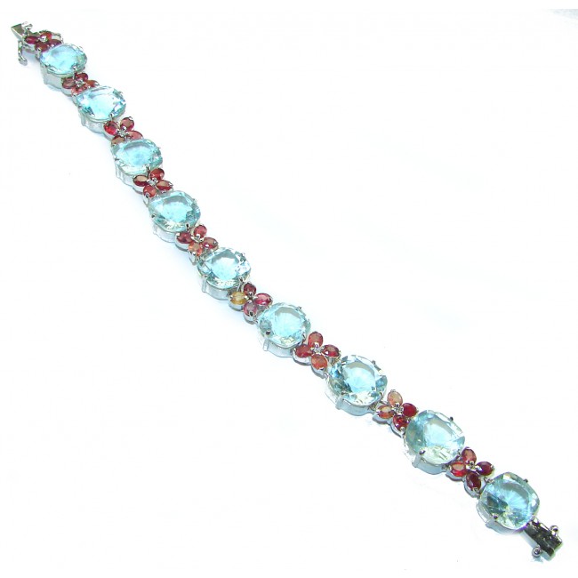 Bianca authentic Aquamarine .925 Sterling Silver handcrafted .925 Sterling Silver Bracelet