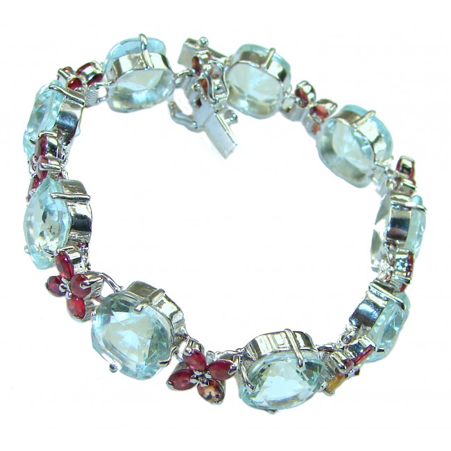 Bianca authentic Aquamarine .925 Sterling Silver handcrafted .925 Sterling Silver Bracelet