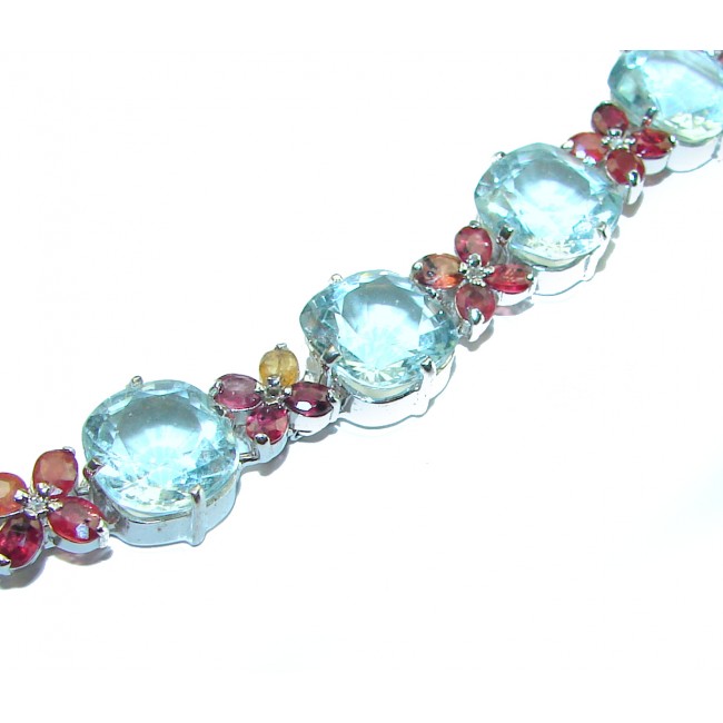 Bianca authentic Aquamarine .925 Sterling Silver handcrafted .925 Sterling Silver Bracelet