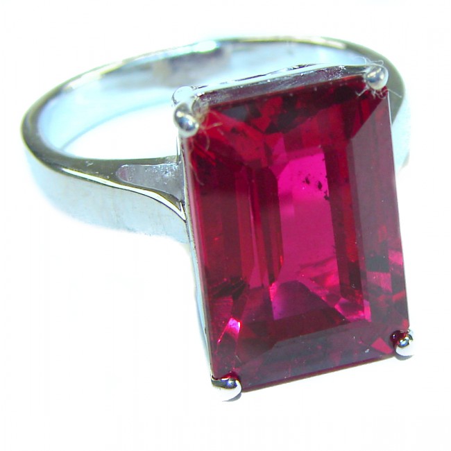 Red Brilliance 9.5 carat Red Topaz .925 Silver handcrafted Large Cocktail Ring s. 7 1/4