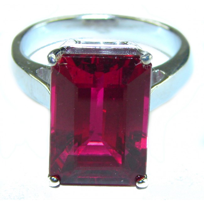 Red Brilliance 9.5 carat Red Topaz .925 Silver handcrafted Large Cocktail Ring s. 7 1/4