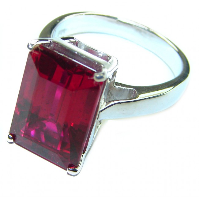 Red Brilliance 9.5 carat Red Topaz .925 Silver handcrafted Large Cocktail Ring s. 7 1/4