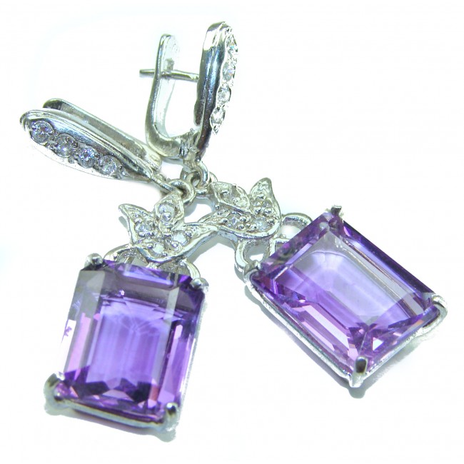 Brilliant Revelation authentic Amethyst .925 Sterling Silver Statement handcrafted earrings