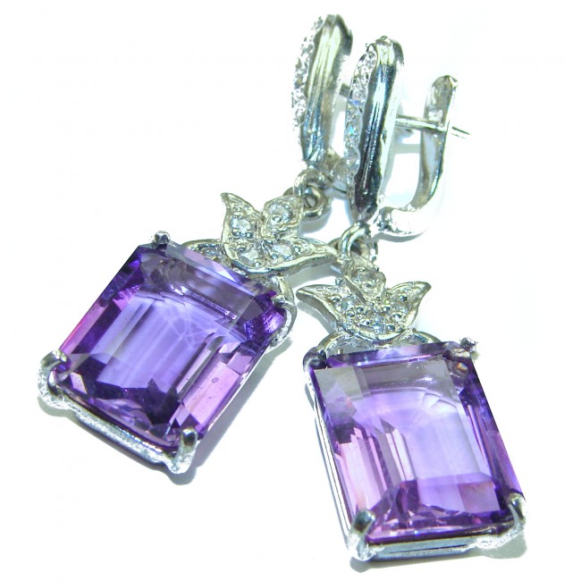 Brilliant Revelation authentic Amethyst .925 Sterling Silver Statement handcrafted earrings