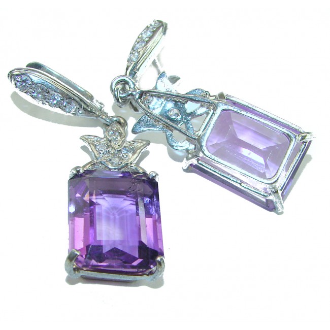 Brilliant Revelation authentic Amethyst .925 Sterling Silver Statement handcrafted earrings