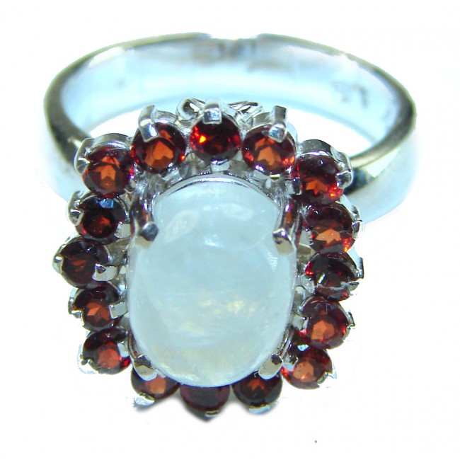 Best quality Genuine Fire Moonstone .925 Sterling Silver handcrafted ring size 7 1/4