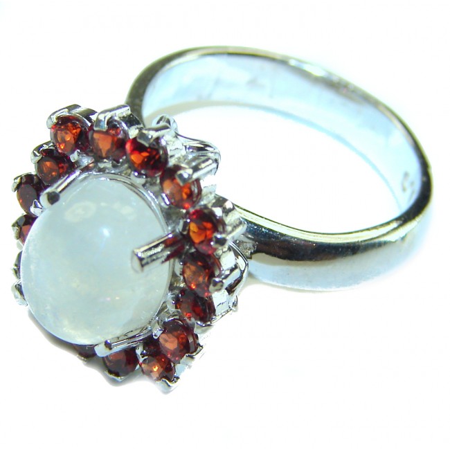 Best quality Genuine Fire Moonstone .925 Sterling Silver handcrafted ring size 7 1/4