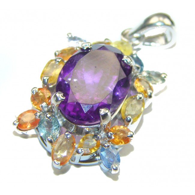 Classy Beauty Amethyst multicolor Sapphire .925 Sterling Silver handcrafted pendant